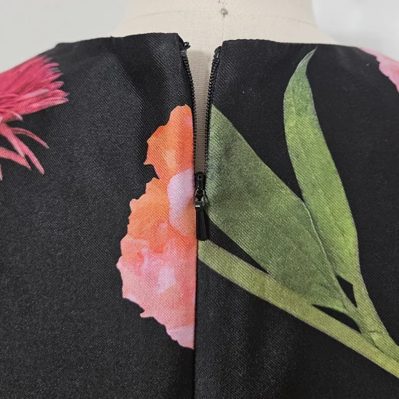 Carolina Herrera Floral Silk-Blend Mikado A-Line Cocktail Dress Size 10 - Picture 8 of 13